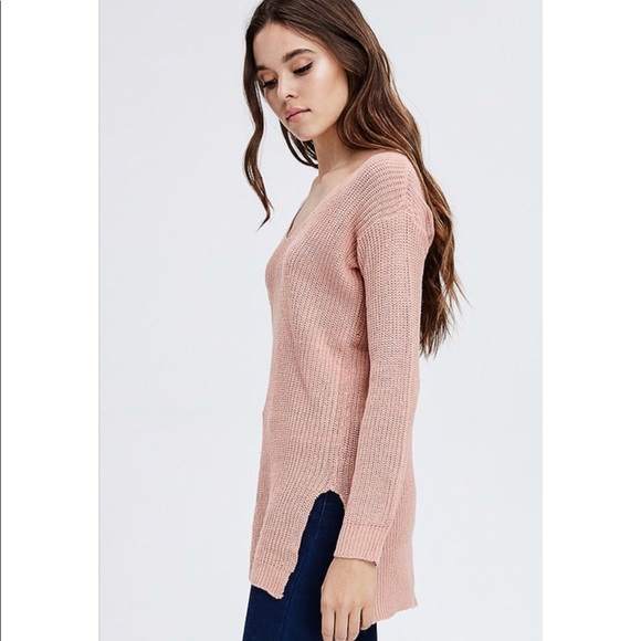 Mauve Caged Back Sweater Tunic - Picture 3 of 7